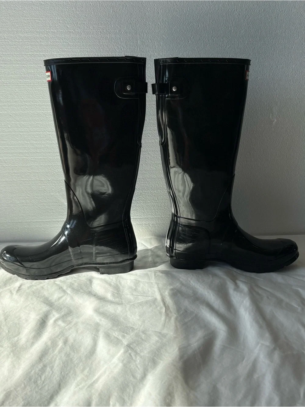 Seahawks Womens Hunter Tall Glossy Black Rainboots, size 10